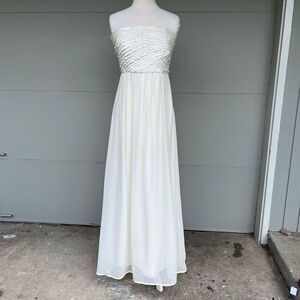 Calvin Klein Silk Strapless Maxi Dress Size 8 Bridal Wedding Gown Formal White